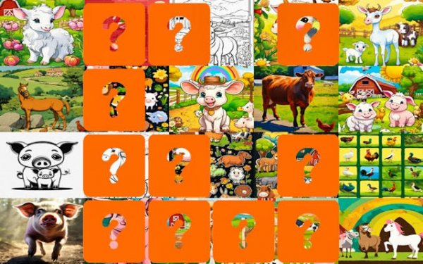 Farm Animals Memory Match Puzzle